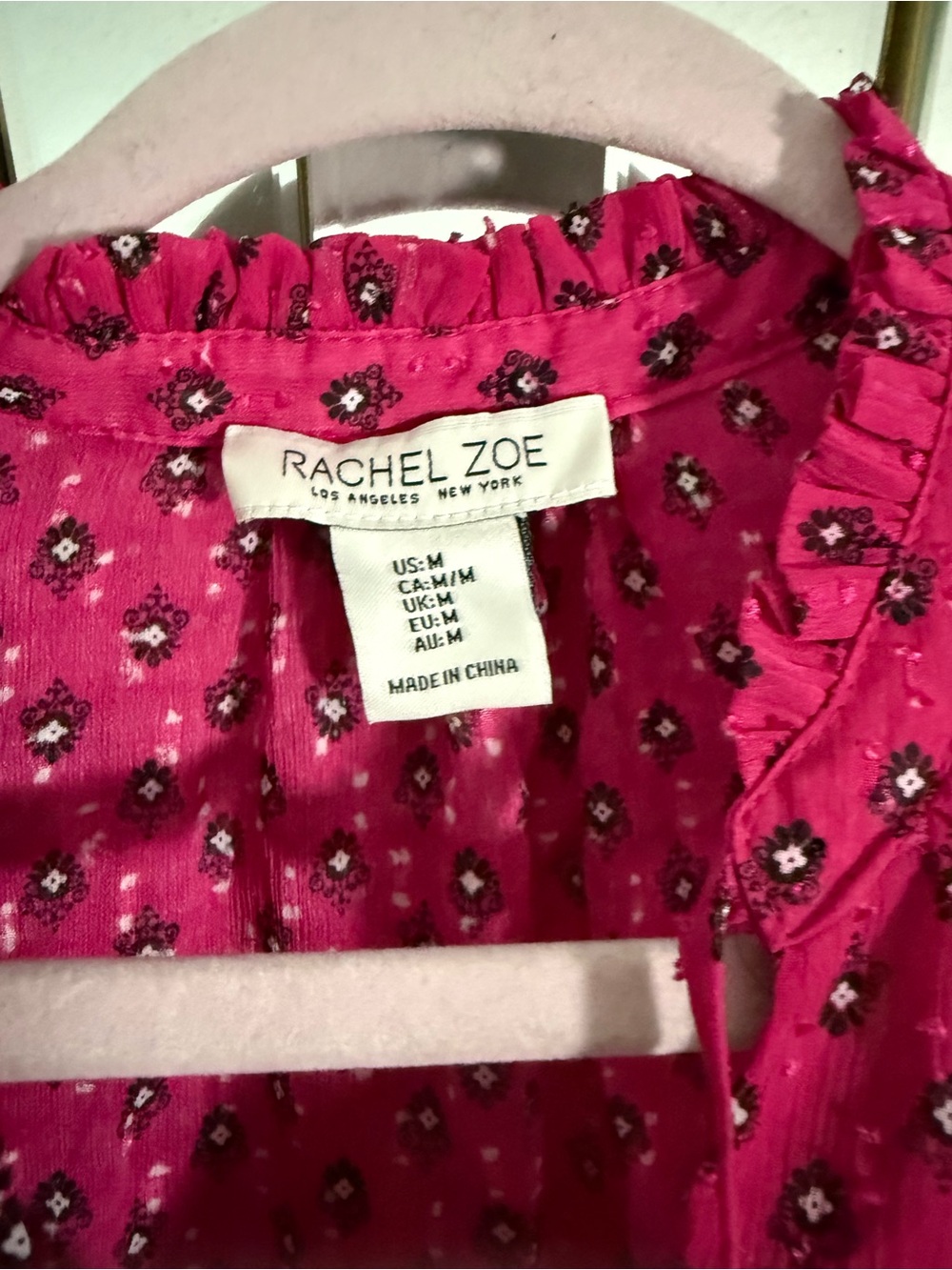 Rachel Zoe Sleeveless Blouse in Fuchsia Pink with Black Motif - Picture 2 of 3
